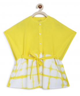 Tiber Taber Girls Kaftan Dress Tie Dye Clamp-Yellow