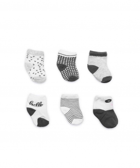 Baby Socks 0-6 Months Black Patterned (Pack Of 6)