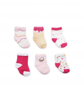 Baby Socks 6-12 months Pink Patterned (Pack Of 6)