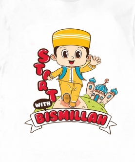 Printed Eid Start With Bismillah T-Shirt