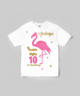 Personalised Pink Flamingo Birthday T-shirt