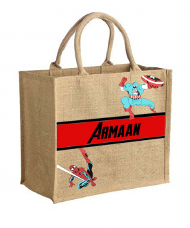 Personalised Spiderman Jute Red Bag 