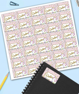 Personalized Unicorn Sticker Sheets-Set Of 40