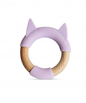 Wood + Silicone Teether Ring - Kitty
