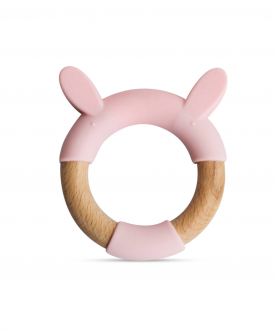 Wood + Silicone Teether Ring - Rabbit