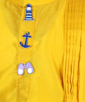 Yellow Cowl Kurta With Nautical Buttons