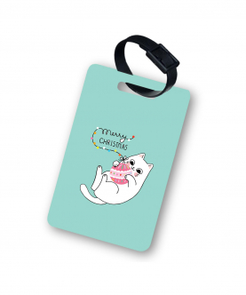 Personalised Christmas Cat Luggage Tag