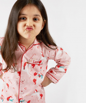 Personalised Flannel Christmas Unicorn Pajama Set For Kids