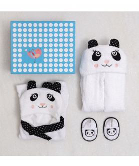 Spa Time New born Gift Set (Panda) - With Hooded Towel