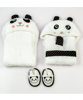 Spa Time New born Gift Set (Panda) - With Hooded Towel