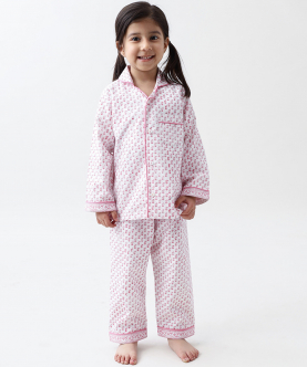 Personalised Jade Blockprint Pajama Set (Pink)
