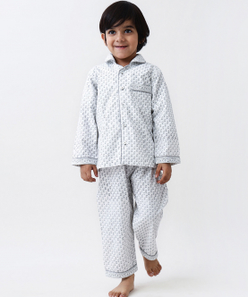 Personalised Jade Blockprint Pajama Set (Grey)