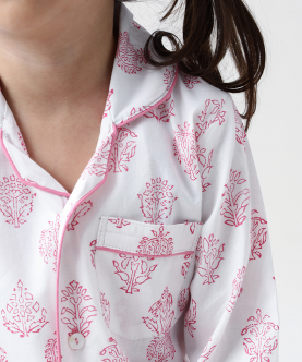 Personalised Madison Blockprint Pajama Set (Pink)