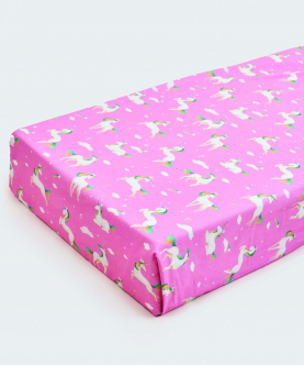 Organic Unicorns Pink Crib Sheet