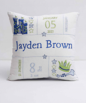 Personalised Prince Birth Pillow