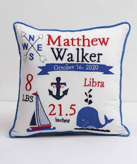 Personalised Nautical Birth Pillow