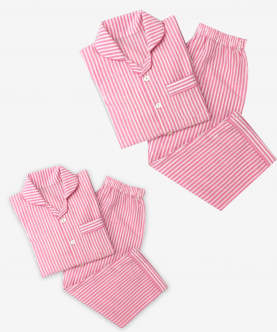 Mini Me Personalised Classic Pink Stripes Pajama Set