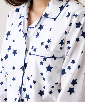 Personalised Navy Stars Pajama Set For Women