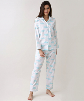 Personalised Organic Clouds Pajama Set For Women