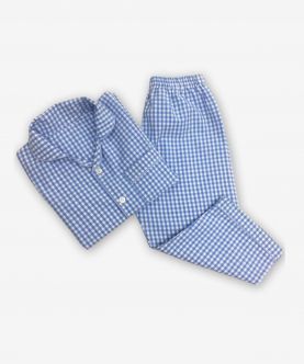 Personalised Classic Blue Gingham Pajama Set For Men