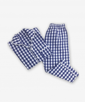 Personalised Classic Navy Gingham Pajama Set For Men