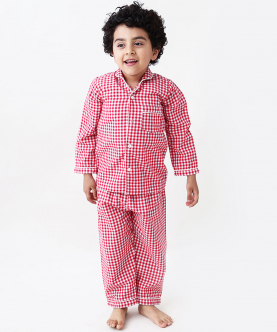 Personalised Classic Red Gingham Pajama Set For Kids