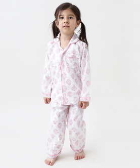 Mini Me Personalised Madison Blockprint Pajama Set (Pink)