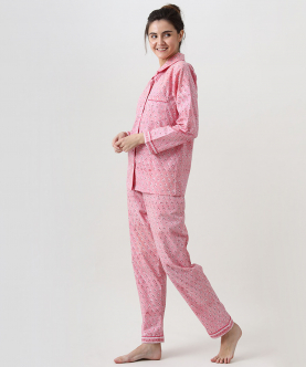 Mini Me Personalised Lily Blockprint Pajama Set (Watermelon Pink) 