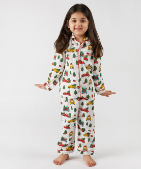 Personalised Christmas Trucks Pajama Set For Kids