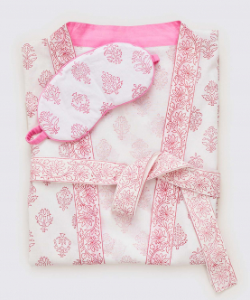 Women Madison Blockprint Robe (Pink)