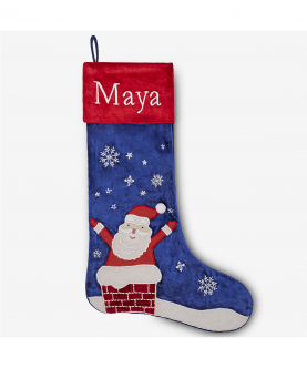 Personalised Santa In Chimney Luxe Stocking