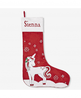 Personalised Magical Unicorn Luxe Stocking (Red Collection)