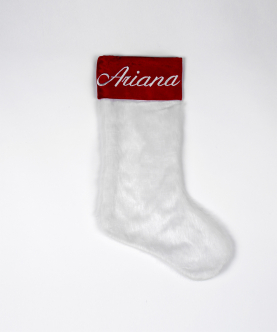 Personalised Classic White Faux Fur Stocking
