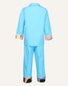 Boys Sky Blue Pyjama Set With Leger Print