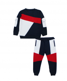 Blue & Red Color Block Tracksuit