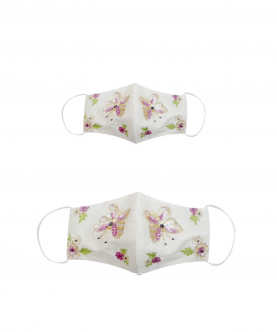 Mini Me Daisy White Butterfly Embellished Face Mask