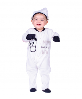 Mom Is Wow Onsie With Personalized Cap And Mittons For Boys