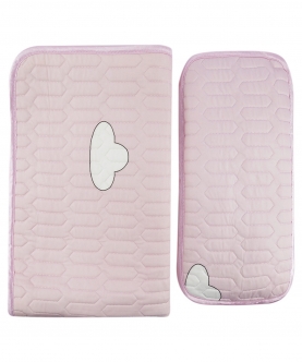 Strawberry In The Clouds Pink Washable Mat With Pillow