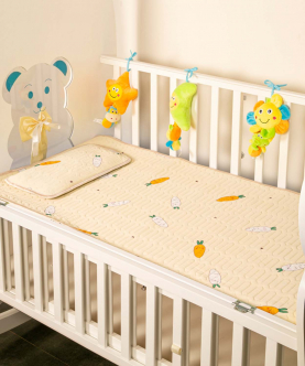 Baby Moo Veggies Make You Strong Yellow Washable Mat With Pillow