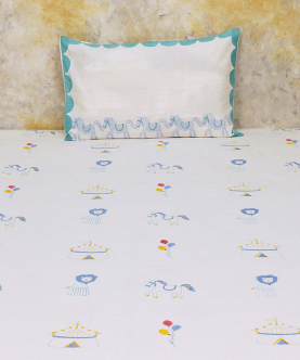 Bed Set- I am going to the circus - Single Bed - Teal