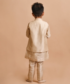 Silk Chanderi Kurta Pyjama Set With Hand Patch Work