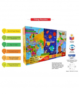 3 In 1 Combo Map, Learn Jigsaw Puzzles Board Game-108 Pc