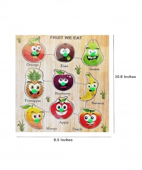  Fruits Name & Shape Cutting Wooden Puzzles Toy