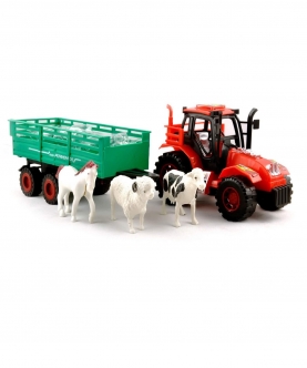 Plastic Tractor Trolley Toy With Three Animals