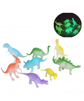 Glow In Dark Dinosaur Animal Set Of 8 - Multicolor