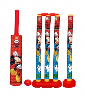Plastic Cricket Set- Four Wicket, Ball & Bat -Mickey Mouse