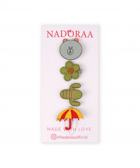 Nadoraa Flower Power Grey Clip Set- Pack Of 4