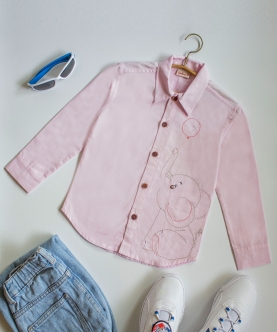 Pinky Elephant Embroidered Formal Shirt