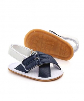 White Blue Double Velcro Sandals