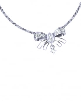 Cciki Beautiful Bow Necklace in Sterling Silver with  Enamel and Shiny Zircons